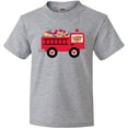 thumbnail image 3 of Inktastic Valentine Fire Truck Heart Bear Youth T-Shirt, 3 of 5