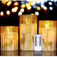 thumbnail image 1 of Juego de 3 velas LED de cristal con temporizador de 6 horas, velas de pilar para decoración de primavera, H10cm/ 12,5cm/ 15cm, 1 of 5