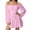 Pink, variant on Laqbezok Women's Off Shoulder Ruffle Mini Dress, Long Lantern Sleeve Smocked Waist Sundress, Solid Color Casual A-Line Dress for Party Club