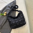 thumbnail image 2 of Bolso de hombro para mujer Nube plisada Acolchado Hilo bordado Bolso para mujer (Negro) Sywqhk Para Estrenar, 2 of 3