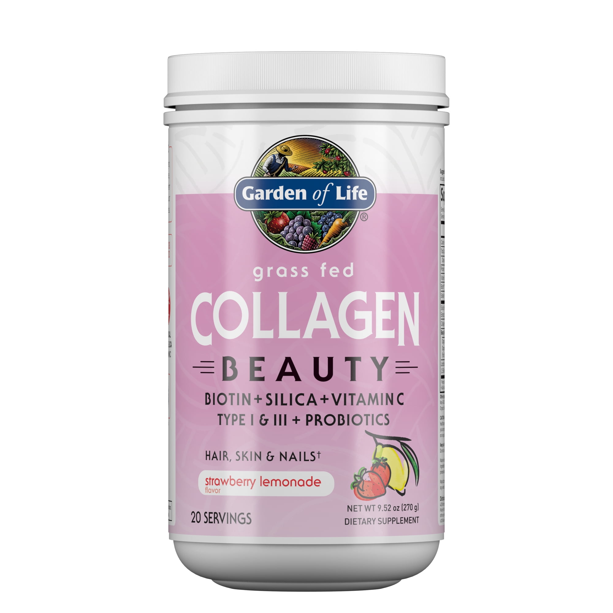 Garden of Life Grass Fed Collagen Beauty, Strawberry Lemonade, 20 Servings