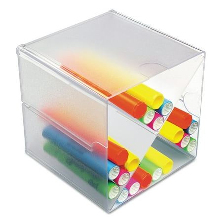 deflect-o Desk Cube w/X Dividers, Clear Plastic, 6 x 6 x 6
