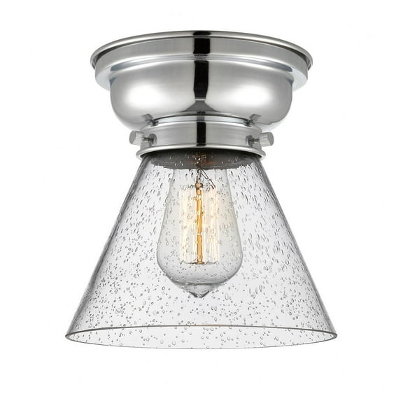 623-1F-PC-G44 Innovations Lighting Cone - 1 Light Flush Mount In Industrial Style-7.4 Inches Tall and 7.75 Inches Wide-Polished Chrome Finish-Seedy