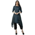thumbnail image 2 of Moomaya Printed Traditional Clothing Womens Asymmetric Kurti Kurta With Pant Set, 2 of 6