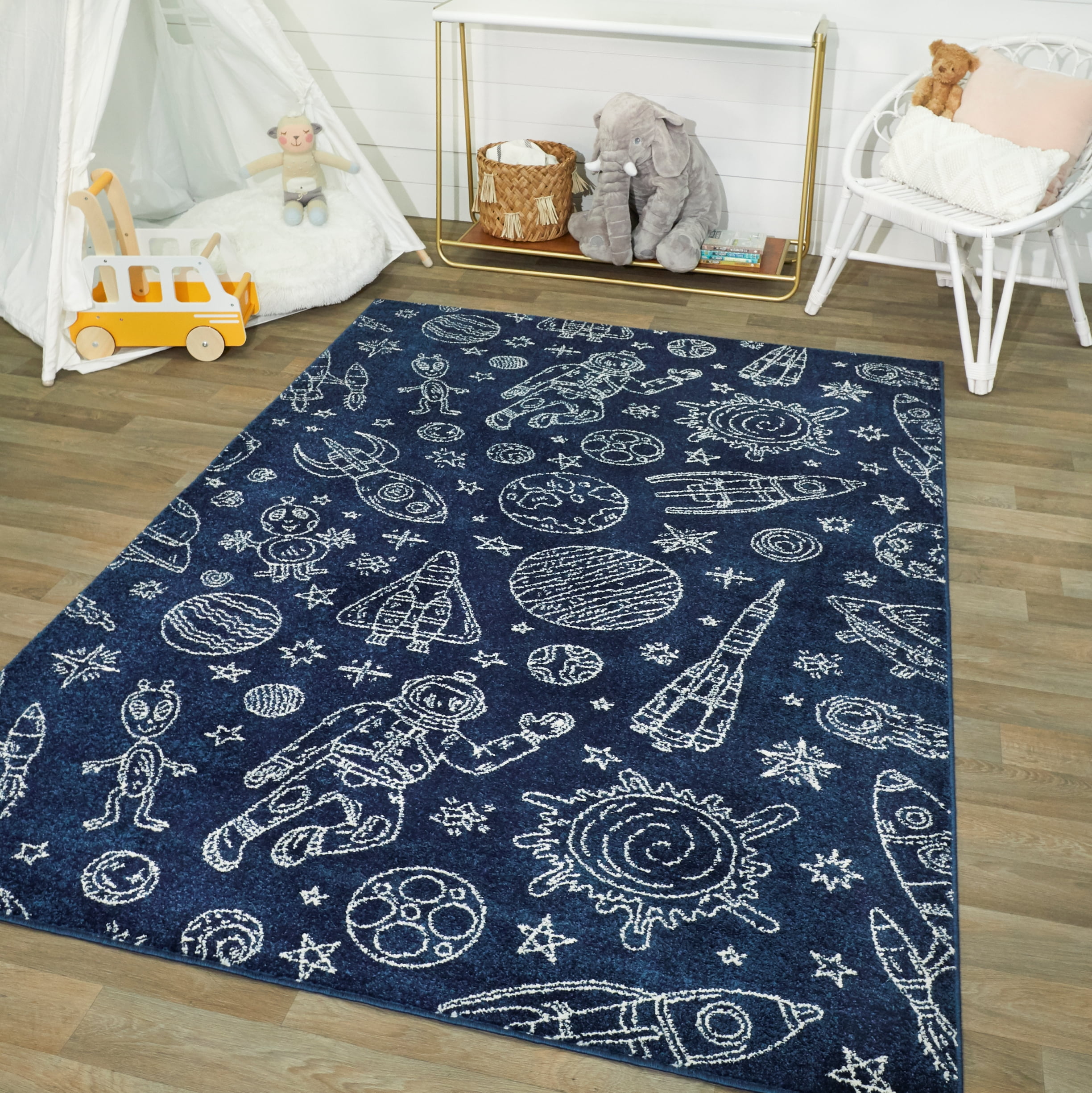 Mainstays Navy Space Indoor Rug, 5' 3"W x 7'L