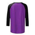 thumbnail image 6 of zaveiop Women's Color Block 3/4 Raglan Sleeves T-Shirt Loose Crew Neck Casual Tops Trendy Basic Pullover Casual Outfits 2025 (Purple, L), 6 of 6