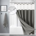 thumbnail image 4 of Cortina de ducha con textura de lino sin necesidad de ganchos con forro de tela a presión, cortinas de ducha de lujo de color gris para decoración de hotel para baño, 4 of 5
