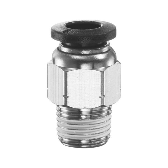 Uxcell Push to Connect Fitting 6mm Tube OD x 1/8" NPT Thread Male Straight Quick Connector Copper Air Line Hose Fittings for Industry Air System PC6-N01, Black