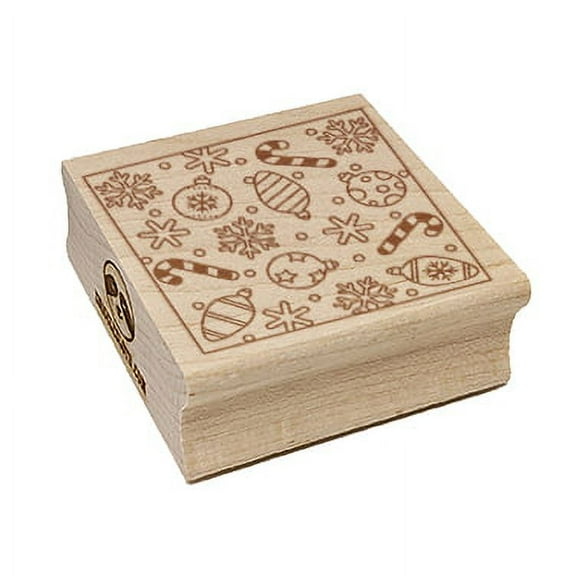 Christmas Ornaments Snowflakes Candy Canes Square Rubber Stamp Stamping Scrapbooking Crafting - Small 1.25in