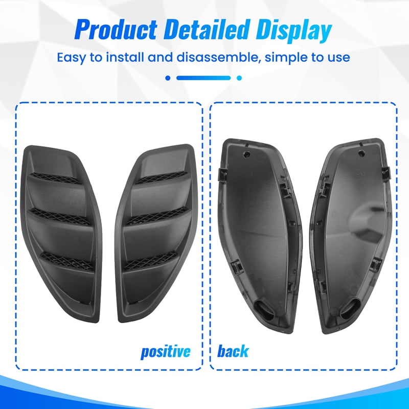 Car Left Right Engine Hood Dome Louvers Air Inlet Vents Bezel Fit for JK 2007-2017,2 x Hood Vents Inlet Cover,Black