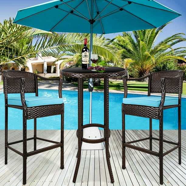 High Top Outdoor Table and Chairs, Patio Furniture High Top Table Set