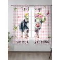 thumbnail image 2 of Sheer Curtains 72 Inches Long 2 Panels Set for Bedroom, Spring Pig Semi Sheer Curtains for Windows, Butterfly Botanical Floral Pink Plaid Voile Window Treatments Rod Pocket Curtain, 2 of 7