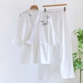 thumbnail image 2 of WRKEKC Men's Summer Casual Solid Color Crew Neck Pocket Long Sleeve Long Pant Two-Piece Homewear Loungewear Pajamas Set for Men, 2 of 6