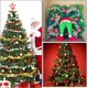 thumbnail image 5 of Howaf 8 guirnaldas de oropel navideñas de 14 m, guirnalda para árbol de Navidad, decoraciones brillantes para el hogar, interior, exterior, puerta, ventana, rojo, plata, oro, V, 5 of 5