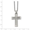 thumbnail image 2 of Primal Steel Stainless Steel Polished Cross 22-inch Necklace, 2 of 6