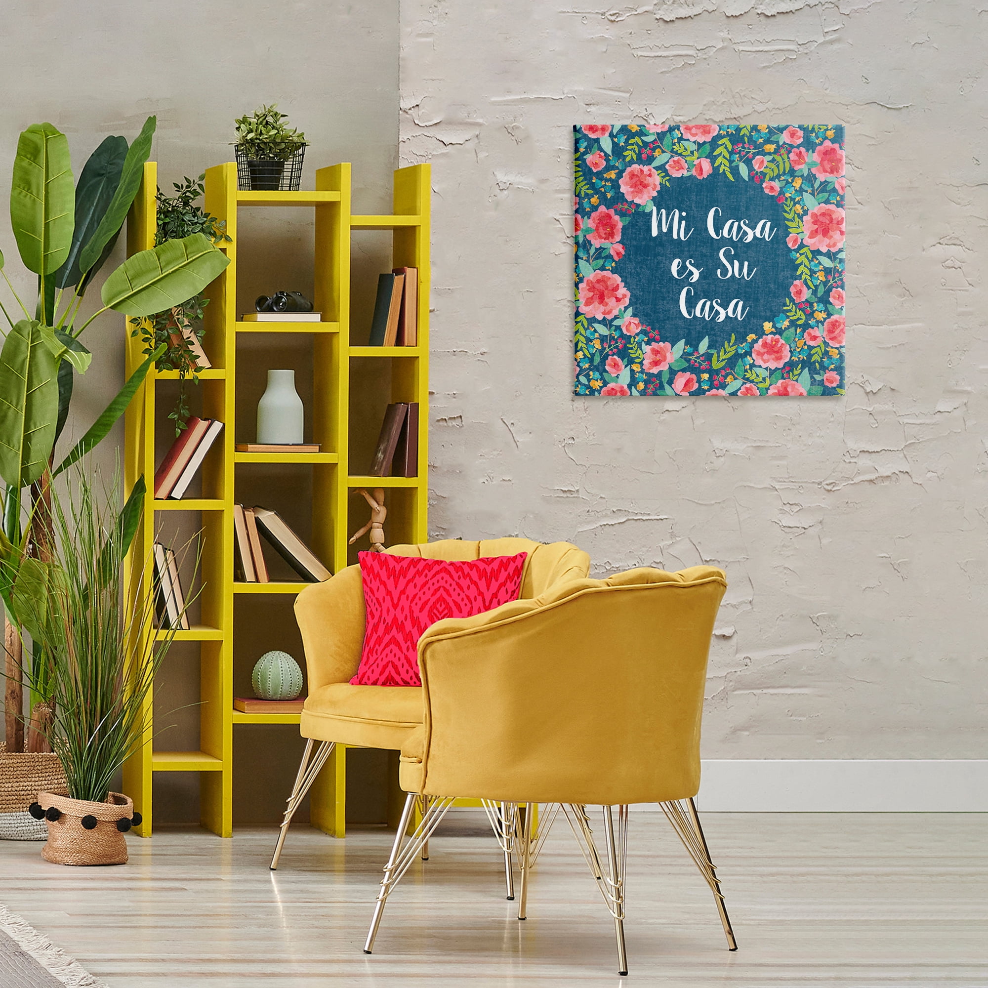 Stupell Industries Su Casa Flores Rosas Inspirational Quotes & Sayings Painting Wrapped Canvas Art Print Wall Art, 24 x 24