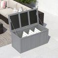 thumbnail image 4 of 67 Gallon Outdoor Wooden Deck Box, Patio Outdoor Storage Box, Solid Wood Storage Box for Patio Furniture Cushions, Pool Toys and Garden Tools, Grey, 4 of 9