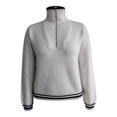 thumbnail image 1 of Suéter George para Mujer, con Cuello Alto Medio Cierre en Pecho con Raya en Ruedo Beige Talla EG, 1 of 4