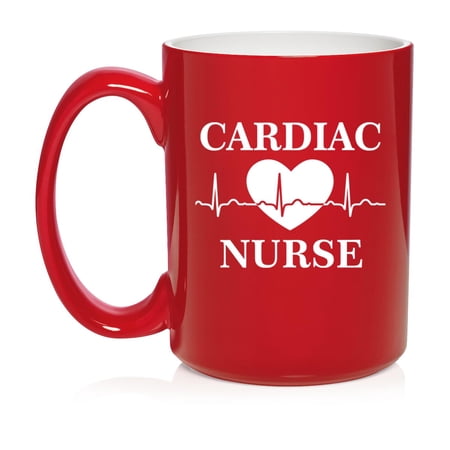 Cardiac Nurse Ceramic Coffee Mug Tea Cup Gift for Her, Friend, Coworker, Sister, Gift For Nurse (15oz Red)