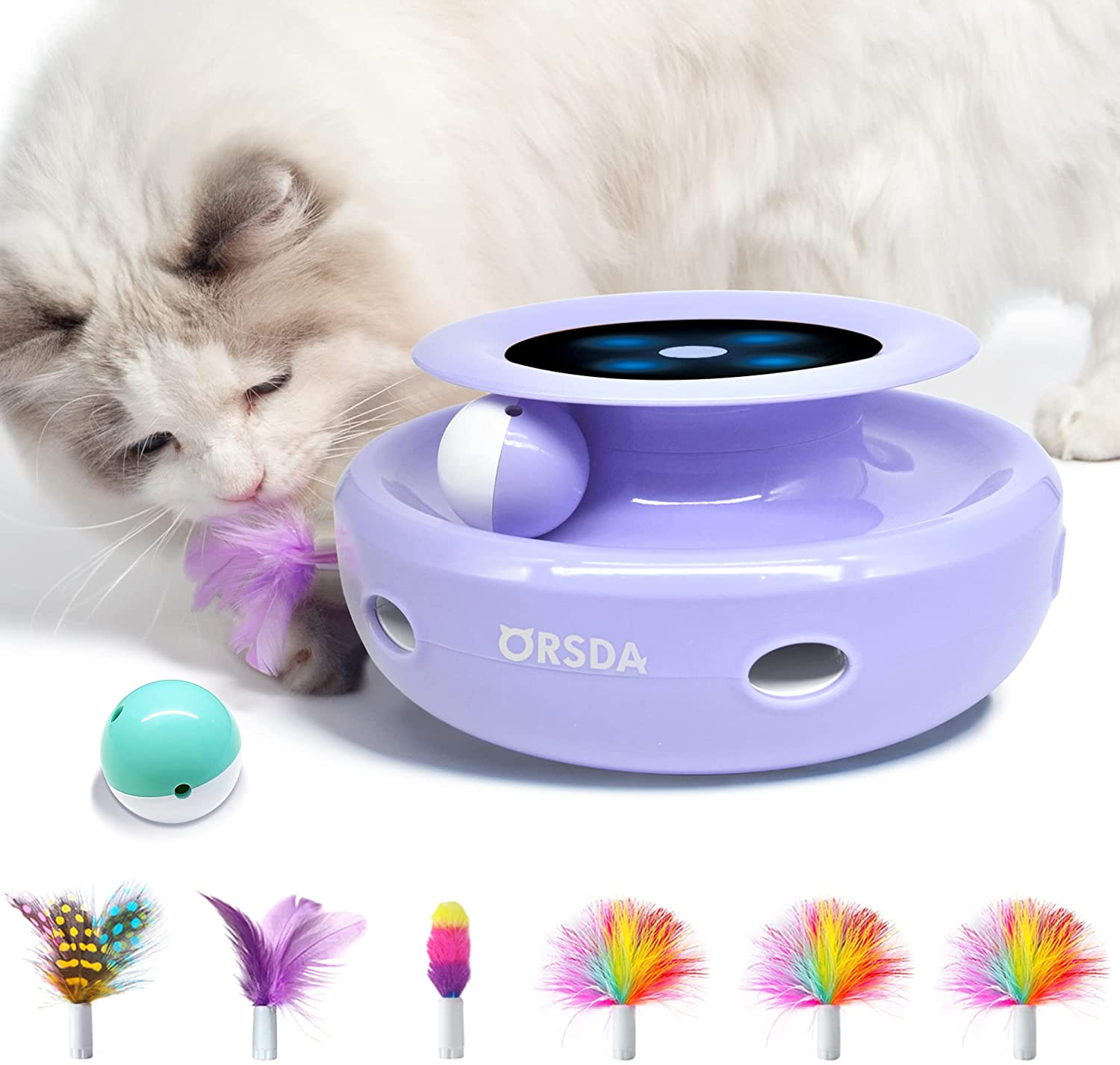 Cat Toys ORSDA 2in1 Interactive Cat Toys for Indoor Cats, Automatic Cat Toy Balls, Ambush