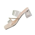 thumbnail image 2 of Keen Sandals For Women Spring And Summer Casual Solid Color Toe Thick Heel Summer Style Sandals High Heels Beach Sandals Size 7 - Beige, 2 of 7