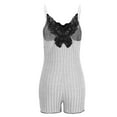 thumbnail image 5 of Kaemgyyd Sleepwear for Women Summer Lace Spaghetti Strap Sleeveless Pajama Rompers Soft Ribbed Knit Slim Bodysuit Jumpsuit, 5 of 6