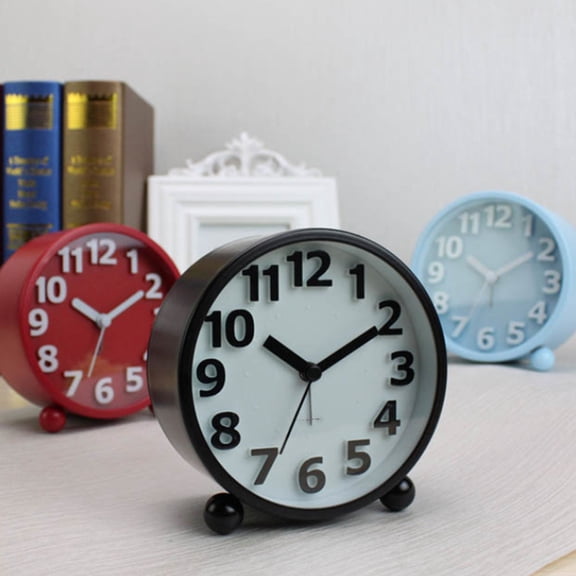 COMPUKAS 1Pc Blue Bedside Alarm Clock Metal Case with Silent Sweep and Easy Alarm Setting
