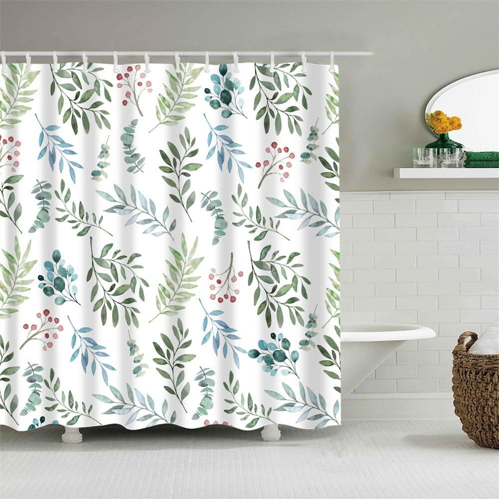 Herb Shower Curtain Set With Hooks Leaves Fresh Spring Herbs Flowers Red Seed Multicolor Bathroom Decor Waterproof Polyester Fabric Bathroom Herb Shower Curtain Set With Hooks Leaves Fresh Spring Herbs Flowers Red Seed Multicolor Bathroom Decor Waterproof Polyester Fabric Bathroom