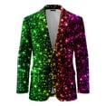 thumbnail image 3 of IWRICH Mardi Gras Blazer for Men Button Notched Lapel Suit Jacket Casual Rave Jackets Sports Coats Slim Fit Plus Size Blazer 03-Green XXXL, 3 of 4