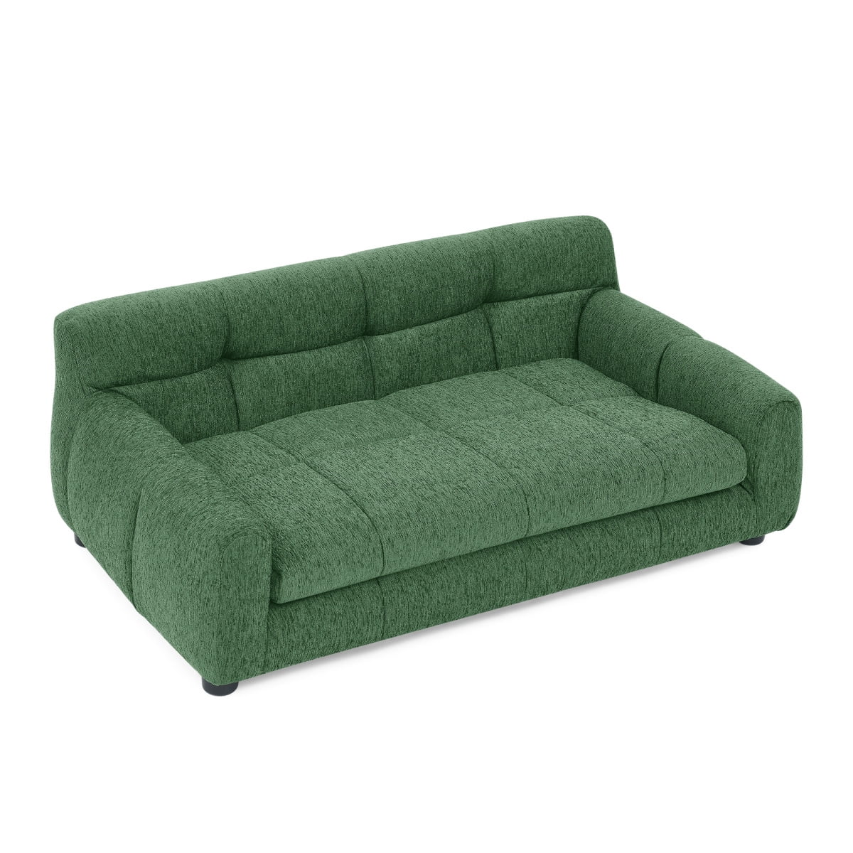 Dog Sofa for Large Dogs, Orthopedic Pet Couch with Backrest and Armrests, Soft Linen Pet Bed for Medium Dogs, Modern Rectangular Pet Furniture, Green