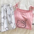 thumbnail image 1 of Nuevo Sanrio Hello Kitty pijamas con tirantes Kawaii dibujos animados Anime KT Cat Sling moda Casual ropa de hogar traje con sujetador Y2K Sweet Girl, 1 of 4