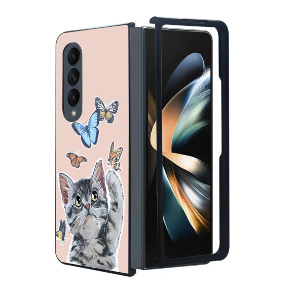ANJ  Protective Snap-On Design Printed Case Compatible with Samsung Galaxy Z Fold 4 - Curious Cat
