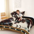 thumbnail image 4 of jejeloiu Rustic Aztec Full Size Comforter Sets,Western Cowhide Bedding Comforter Set For Boys,Green Brown,Black Reversible,3 Pieces,1 Comforter and 2 Pillowcases, 4 of 7