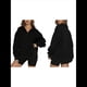 thumbnail image 3 of Sudadera de Entrenamiento de con Media Cremallera para Mujer, de Gran Tamaño, de Larga, Color Liso, con Hombros Caídos. Negro XL, 3 of 5