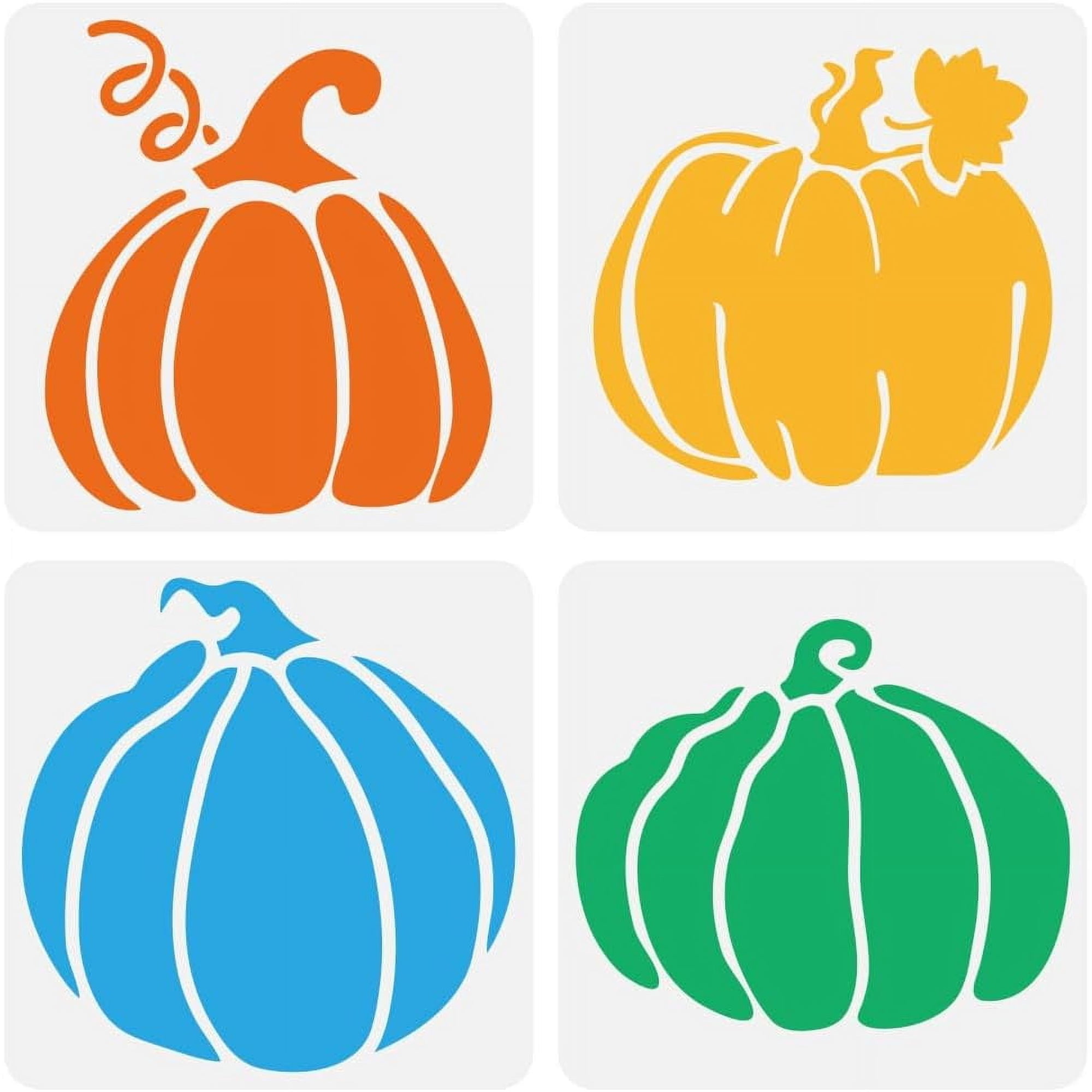 4 Pcs Pumpkin Stencil 11.8x11.8inch Reusable 4 Styles Pumpkin Pattern Stencil Pumpkin Drawing Template Fall Theme DIY Decoration Stencil for Painting on Wood Wall Fabric Furniture