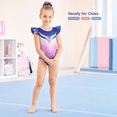 thumbnail image 6 of Girls Gymnastics Leotard with Shorts & Hair Tie, Shiny Ruffle, 6 of 8