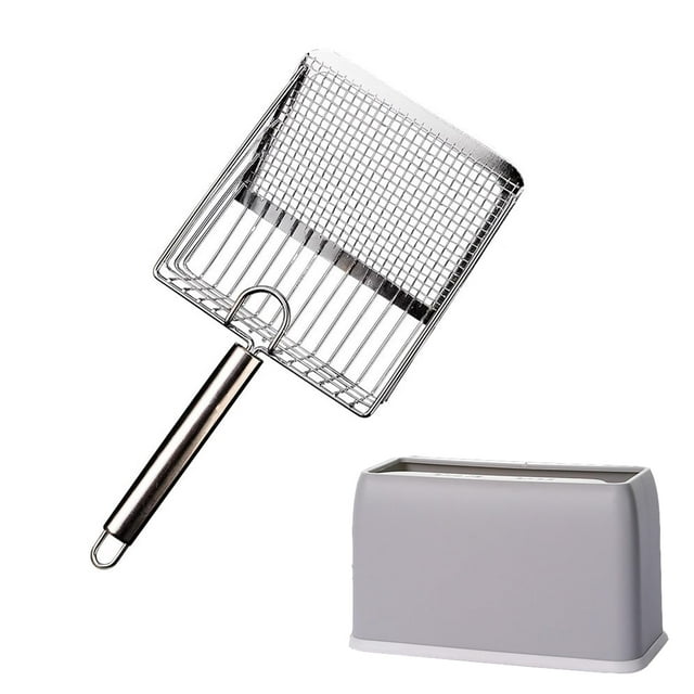 Cuchara para arena para gatos DUSTNIX, pala profunda de metal, plateada
