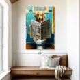 thumbnail image 2 of Elephant Stock Golden Retriever On A Toilet Wall Art - Vertical Canvas Wall Art - Bathroom Wall Decor - Humor Canvas - Blue And Orange Decor - 32" x 48", 2 of 8