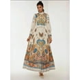 thumbnail image 7 of Printed A-Form Maxi Dress with Belt, 7 of 7