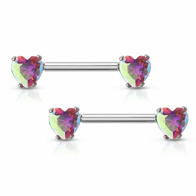 Ensemble de Griffes pour Mamelon et Barre Cœur Ab Bijoux Acier Chirurgical