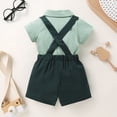 thumbnail image 4 of Younger Tree Toddler Boy Formal Outfit Summer Short Sleeve Button T-Shirts Bowtie Suspender Shorts Suits Clothes Set for 18-24 Months, 4 of 8