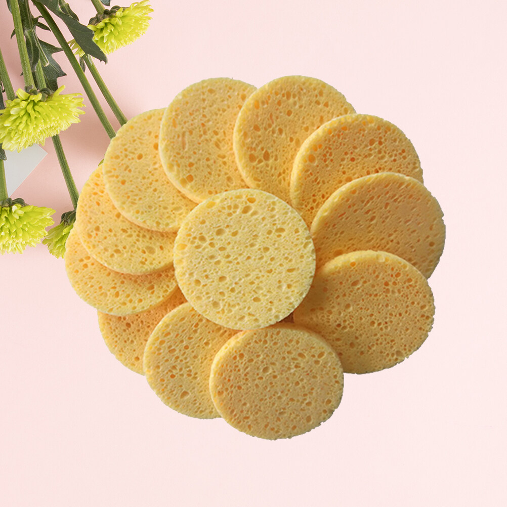 WASHWEPE Compressed Wood Pulp Sponge Natural 50Pcs 3x3x0.3In