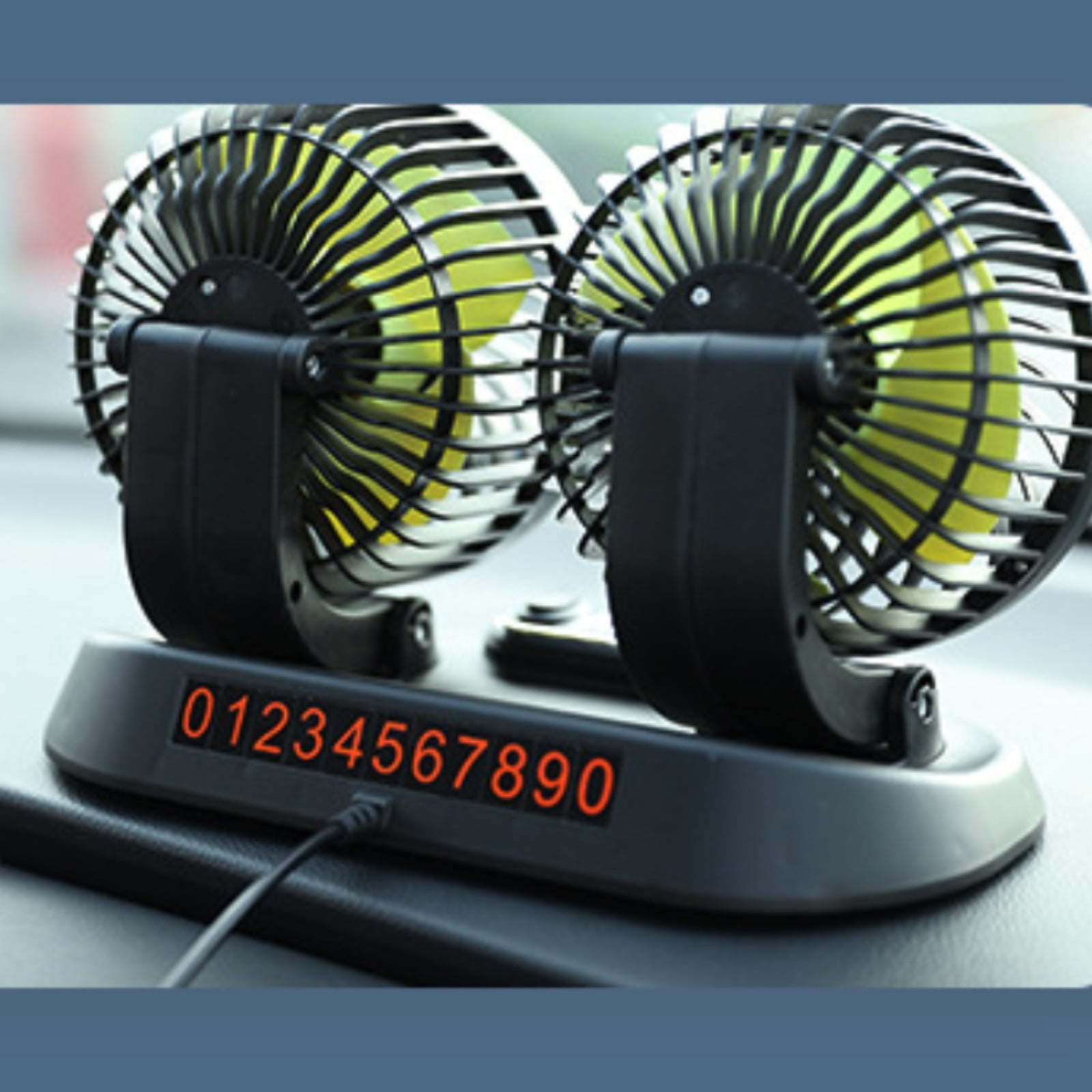 Car Fan, ZzCityTK Dual Head Folding Car Fan, Powerful 2-Speed USB Dashboard Fan for Trucks with 360° Rotation, Green