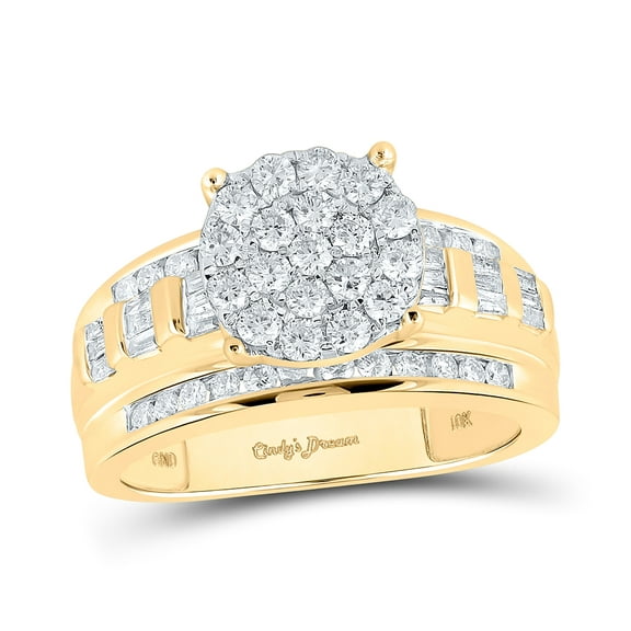 10K Yellow Gold Round Dia. Cluster Wedding Engagement Ring 1ctw, Women's Sz: 5-10