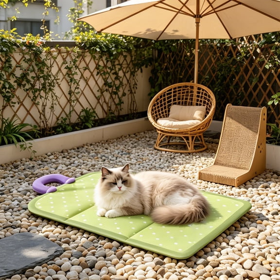 All Season Waterproof Pet Sleeping Pad, Dog Cat Cooling Mat With Non-Slip Backing, Breathable Washable Bed Cushion For Crate Floor, 20x28 Inches, Green