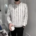 thumbnail image 3 of Ropa masculina, camisetas a rayas, sudaderas blancas, camisetas para hombre, jersey elástico XL, moda Harajuku, ropa de calle, nueva manga larga F, 3 of 5