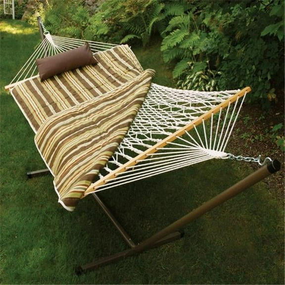 Cotton Rope Hammock, Stand, Pad and Pillow Combination