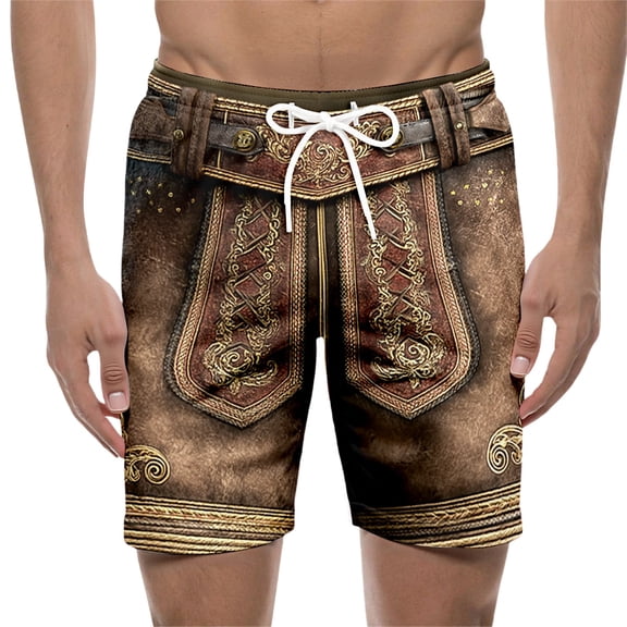 Gym Shorts Men Retro Graphic Print Drawstring Casual Elastic Waistband Summer Beach Hiking Golf Shorts