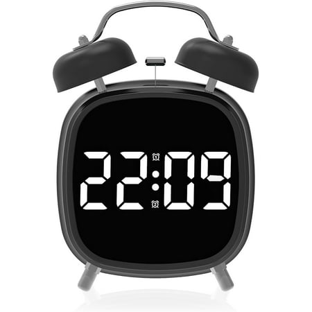 Alarm Clock, Twin Bell Alarm Clock, Loud Creative Alarm Clocks with Three Levels of Brightness, Small Digital Clock with Battery Operated, Suitable for Living Room, Bedroom, and Study Room (black)