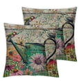 thumbnail image 2 of Acheng Rustic Farmhouse Spring Summer Sign Throw Pillow Cover Vintage Wood with Colorful Flower Birds Butterfly Pillow Cases Retro Watering Can Hyacinth Daisy Pillowcase,2 Pcs White, 2 of 6